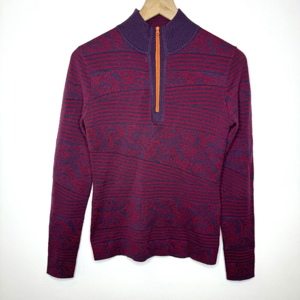 Title Nine Washable Wool Pullover Sweater Size XS 1/4 Zip Up Purple Pink